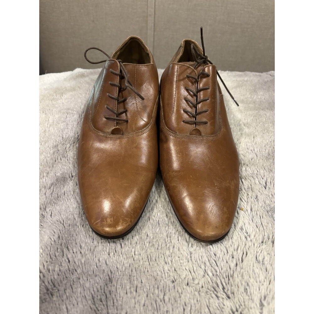 ALDO Men’s Brown Cognac Leather Derby Dress Shoes Lace Up Size 13